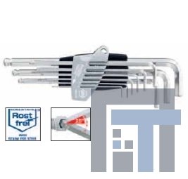 Набор шестигранных штифтовых ключей со сферической головкой из высококачественной стали Wiha SB 369ST S9