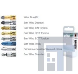 Биты Phillips 25 мм, в пластмассовой коробке Wiha 7011