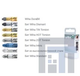 Биты Pozidriv 25 мм, в пластмассовой коробке Wiha 7012