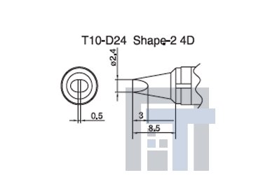 Сменный наконечник Hakko T10-D24 Shape-2 4D