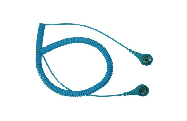 Спиральный шнур Desco Europe 60363 , синий, 2.4M, гнездо 10мм, резистор 2МОм