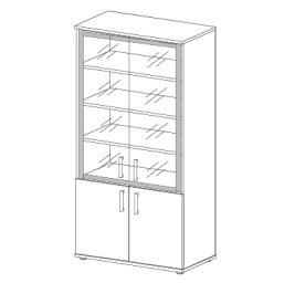 Шкаф со стеклом в алюминиевой раме АВАНГАРД Н-028 (800х442х2203)